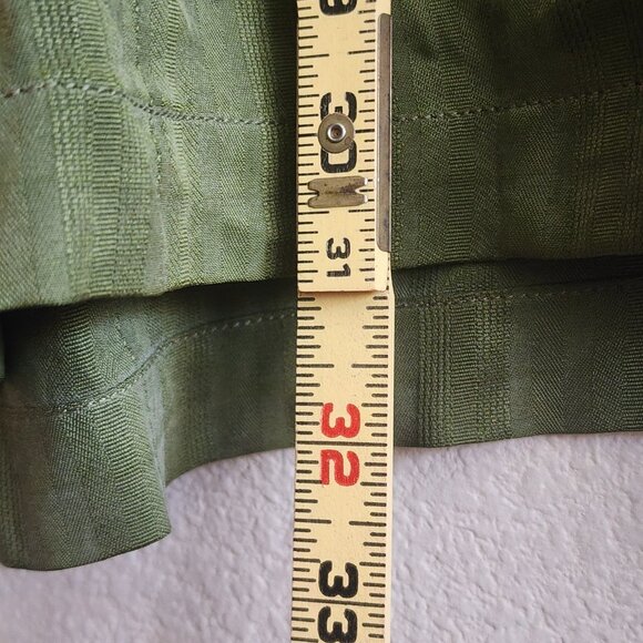 Tommy Bahama Shirt Mens Large Green 100% Silk Palm Leaf Jacquard Camp Button Up - Picture 12 of 13